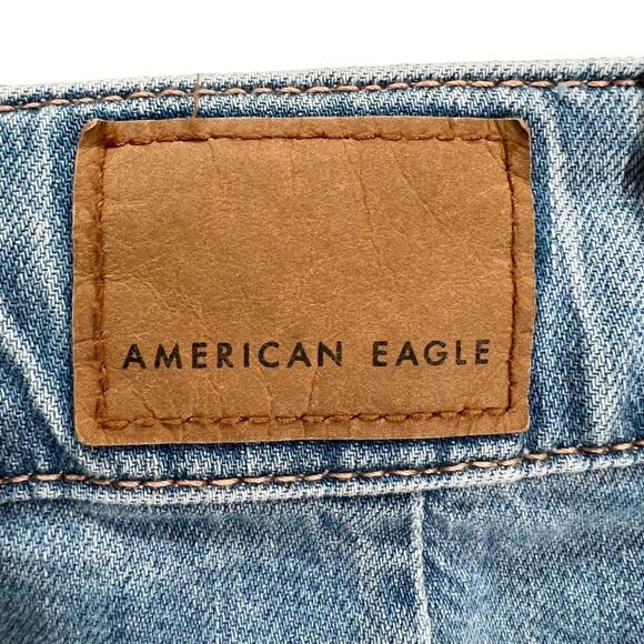 American Eagle Jean Skirt Womens 4 Blue Denim Super High Rise A-Line Button NEW - Picture 7 of 16